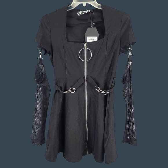 Women's Killstar Anti Everything Zip Dress Black Size Large - Picture 1 of 12
